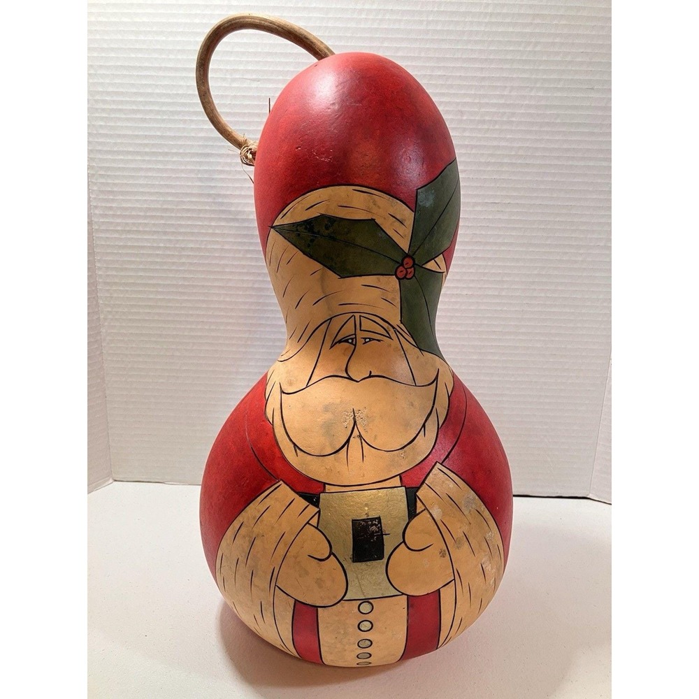 Vintage Melissa Brown Santa Claus Gourd Christmas Hand Painted Signed 1996 14"